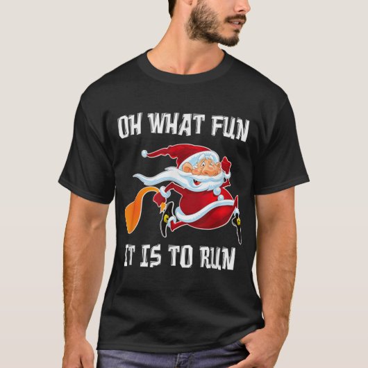 Oh wat leuk is het om grappige Kerstmis Santa Run T-shirt (Voorkant)