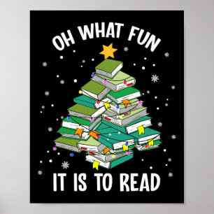 Oh wat leuk is het om kerstboom boek liefde te lez poster