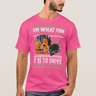 Oh, wat leuk is het om kerstHumor Bulldoz te rijde T-shirt