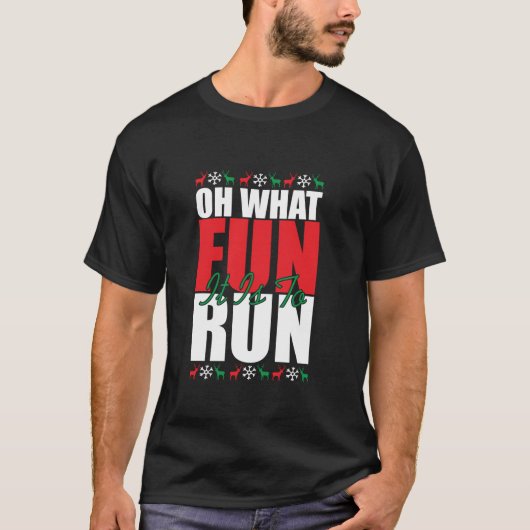 Oh wat leuk is het om te lopen Xmas Santa Runner F T-shirt (Voorkant)