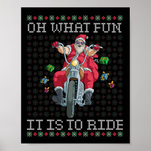 Oh wat leuk is het om te rijden motorfiets kerstca poster