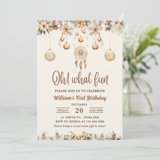 Oh wat leuk Kerst Bloem Kerst Verjaardag Kaart (Staand voorkant)