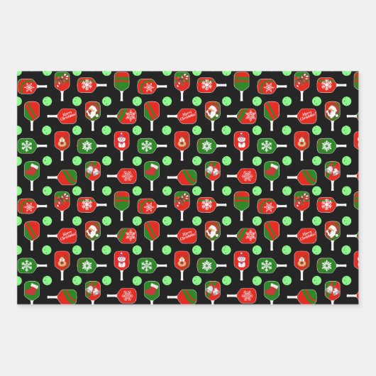 Oh wat leuk kerst pickleball groen en rood inpakpapier vel (Voorkant 3)
