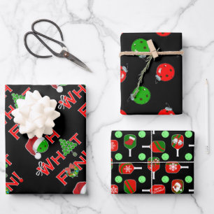 Oh wat leuk kerst pickleball groen en rood inpakpapier vel