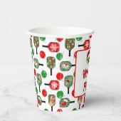 Oh wat leuk kerst pickleball rood en groen papieren bekers (Rechts)
