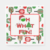 Oh wat leuk kerst pickleball rood en groen servet (Voorkant)