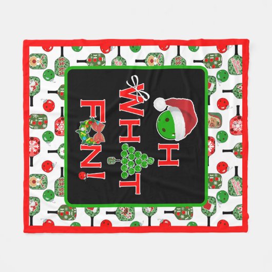 Oh Wat leuk Kerst Pickleball Rood en Wit Fleece Deken (Voorkant (Horizontaal))