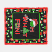 Oh wat leuk Kerst Pickleball rood en zwart Fleece Deken (Voorkant (Horizontaal))