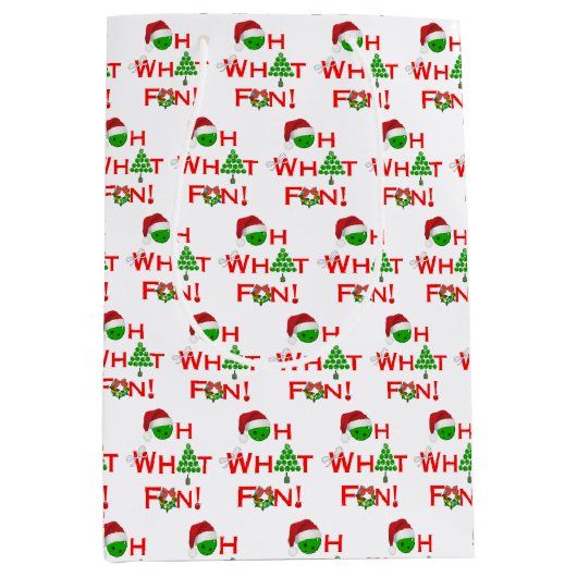 Oh wat leuk kerst pickleball rood groen en wit medium cadeauzakje (Voorkant)