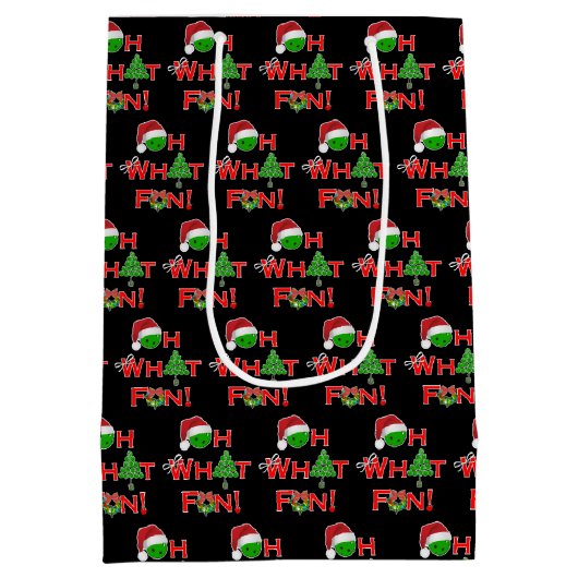 Oh wat leuk Kerst Pickleball Rood Groen & Zwart Medium Cadeauzakje (Achterkant)