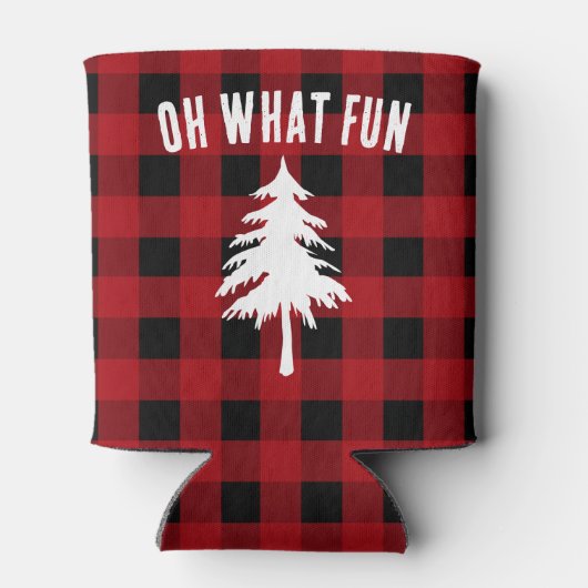 Oh Wat leuk Kerst Rood Zwart Buffel Plaid Blikjeskoeler (Achterkant)