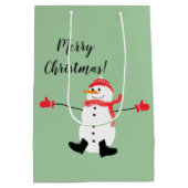 Oh wat leuk kerst sneeuwpop sage groen medium cadeauzakje (Achterkant)