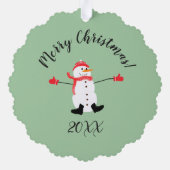 Oh wat leuk kerst sneeuwpop sage groen ornament kaart (Achterkant)