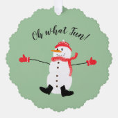 Oh wat leuk kerst sneeuwpop sage groen ornament kaart (Voorkant)