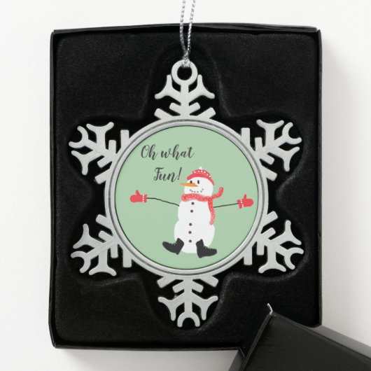 Oh wat leuk kerst sneeuwpop sage groen tin sneeuwvlok ornament (Kistje)