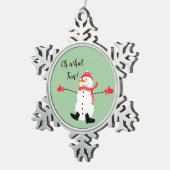 Oh wat leuk kerst sneeuwpop sage groen tin sneeuwvlok ornament (Rechts)