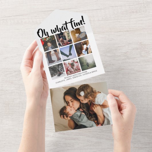 Oh, wat leuk kerstfeest helemaal gepersonaliseerd  all in one uitnodiging (Afscheurbaar)