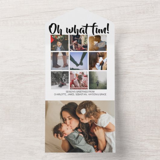 Oh, wat leuk kerstfeest helemaal gepersonaliseerd all in one uitnodiging (Binnen)