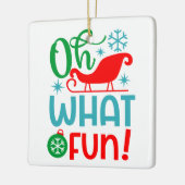 Oh wat leuk kerstfeest is keramisch ornament (Links)