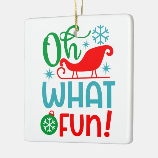 Oh wat leuk kerstfeest is keramisch ornament (Links)