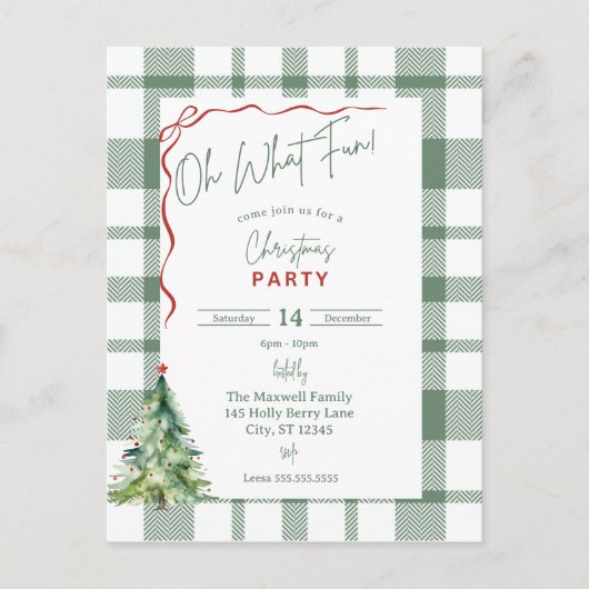 Oh wat leuk kerstfeest uitnodiging Briefkaart (Voorkant)