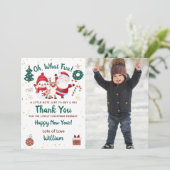 Oh wat leuk Kerstman Kerstvakantie Foto Bedankkaart (Staand voorkant)