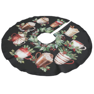 Oh wat leuk, Kerstmugs op Zwart Imitatie Linnen Kerstboom Kleed