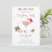 Oh wat leuk kerstmuts kerstfeest uitnodiging (Staand voorkant)