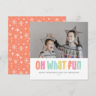 Oh, wat leuk, kleurrijk, eenmalig fotokerstfeest feestdagenkaart