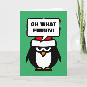 Oh wat leuk leuke Santa pinguin cartoon kerst Feestdagen Kaart