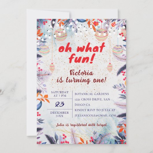 Oh wat leuk licht kerstwinter slee verjaardag kaart (Voorkant)