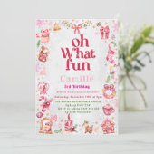 Oh wat leuk meisje kerstverjaardag uitnodiging. kaart (Staand voorkant)