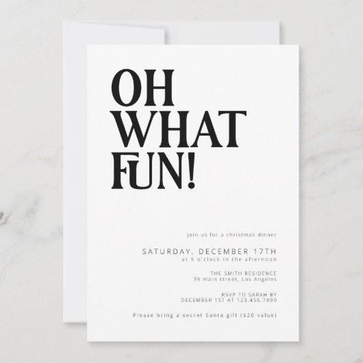 Oh wat leuk! Modern en minimalistisch kerstfeest Kaart (Voorkant)