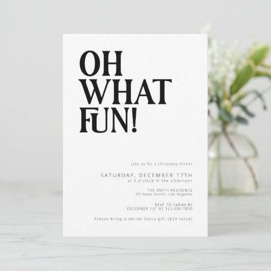 Oh wat leuk! Modern en minimalistisch kerstfeest Kaart (Staand voorkant)