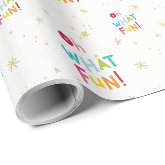 OH WAT LEUK moderne leuke heldere kleurrijke typog Cadeaupapier (Rol Hoek)