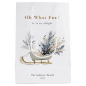 Oh wat leuk moderne winter slee bloemenkerst medium cadeauzakje (Achterkant)