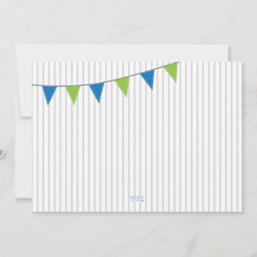 Oh wat leuk om een blauwe groene eerste verjaardag kaart (Achterkant)