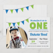 Oh wat leuk om een blauwe groene eerste verjaardag kaart (Voorkant / Achterkant)