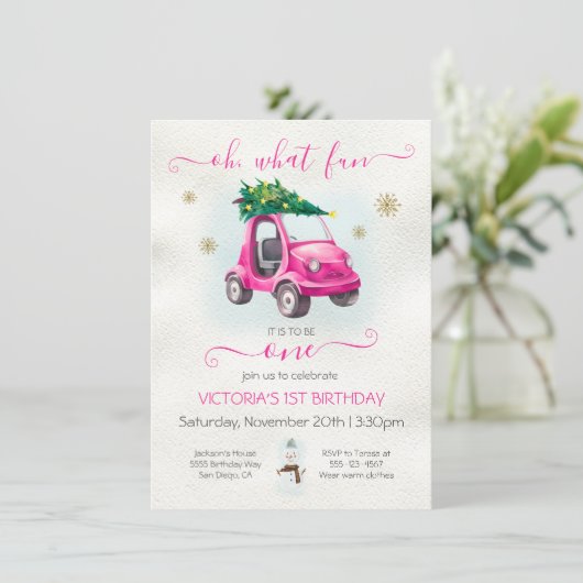 Oh wat leuk om één speelgoed auto kerst verjaardag kaart (Staand voorkant)