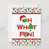 Oh wat leuk pickleball kerstfeest rood groen kaart (Voorkant)