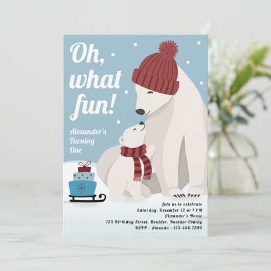 Oh wat leuk Polar Beer Boy's 1st Birthday Kaart (Staand voorkant)