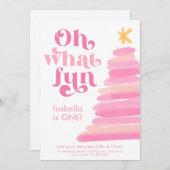 Oh wat leuk retro roze Waterverf 1e verjaardag Kaart (Voorkant / Achterkant)