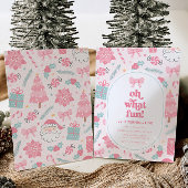 Oh wat leuk roze kerst 1e verjaardag uitnodiging