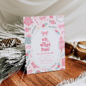 Oh wat leuk roze kerst 1e verjaardag uitnodiging