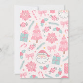 Oh wat leuk roze kerst 1e verjaardag uitnodiging (Achterkant)