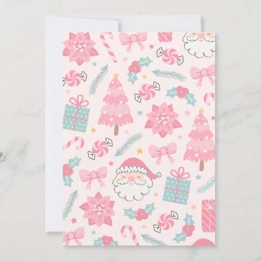 Oh wat leuk roze kerst 1e verjaardag uitnodiging (Achterkant)