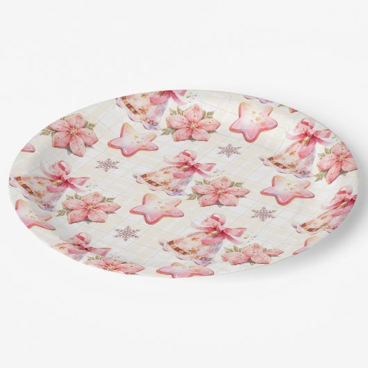 Oh wat leuk roze kerstkoekje verjaardagsfeestje papieren bordje (Gekanteld)