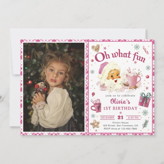 Oh wat leuk Roze Kerstman Koekjes Verjaardag Kaart (Voorkant)