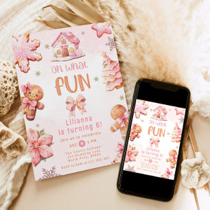 Oh wat leuk roze kerstmeisje verjaardagsfeestje kaart