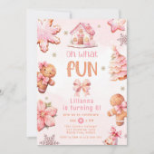 Oh wat leuk roze kerstmeisje verjaardagsfeestje kaart (Voorkant)